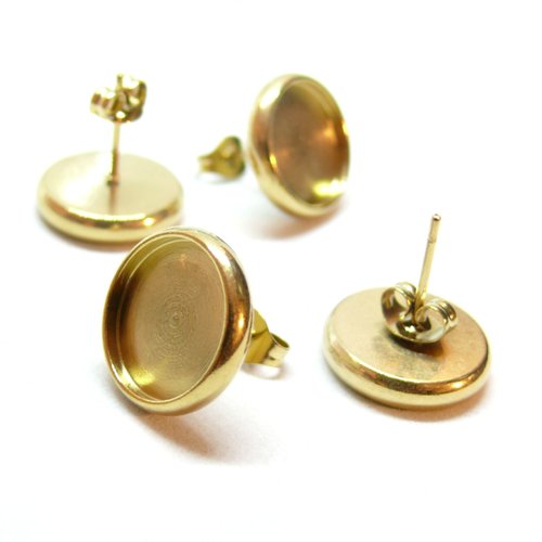 H11k20205dg pax 4 supports boucles d'oreilles, puce qualite extra 10mm,  acier inoxydable 304 finition dore, placage ionique