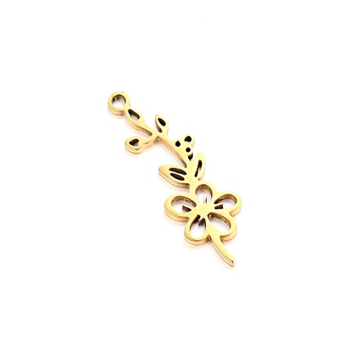 Ps110912881 pax 1 pendentif fleur sur tige 20 mm, symbole mois de mai, acier inoxydable 304 finition doré, pour bijoux raffinés