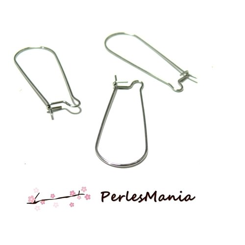 H11p22301p04 pax 20 boucles d'oreille, crochet dormeuses 33 par 13 mm, acier inoxydable 304 finition argenté