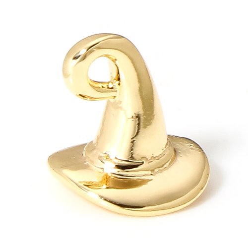 Pps110915963 pax 1 pendentif chapeau de sorcière 12mm, laiton finition doré à l'or fin 18k