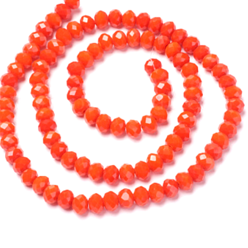H11a034 pax 1 fil d'environ 110 perles à facettes, rondelles en verre 4 par 3mm, coloris orange rouge, couleur d03