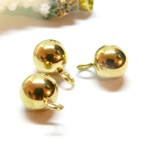 Ps11947632 pax 10 pendentifs bille 5mm, acier inoxydable 304 doré à l'or fin 18k, placage pvd