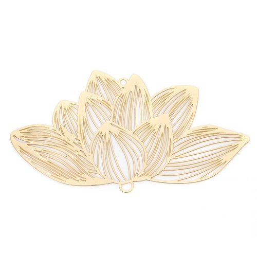 Ps11935551 pax 2 estampes, connecteur filigrane, fleur de lotus 71mm, métal finition doré
