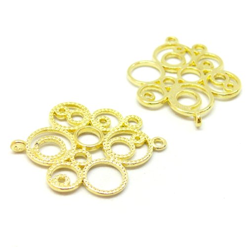 Pea10973y pax 4 connecteurs, pendentifs chandeliers, multi bulle métal coloris doré