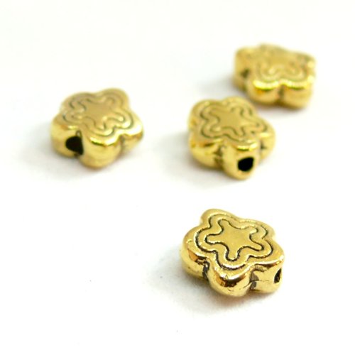 H1110690 pax 10 perles intercalaires fleurs 7 mm, metal couleur or antique