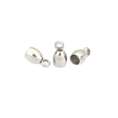 Ps110214657 pax 6 embouts pour cordon 8 par 4mm, acier inoxydable 304 finition argenté, idéal pour cordon 3mm