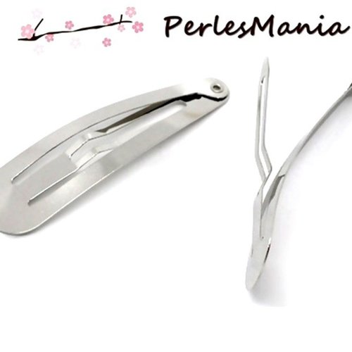 Ps1111528 pax 10 supports de barrette clips simple 60mm, métal finition argent platine, diy