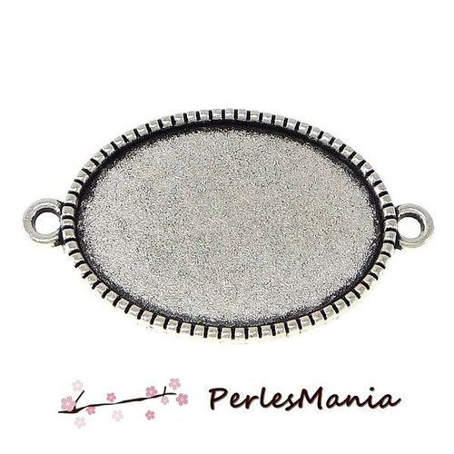 Ref 286 lot de 10 pendentifs connecteur torsade ovale 18 par 25mm, laiton finition argent antique , diy