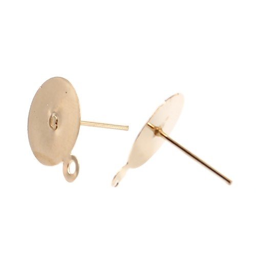 Ps11655440 pax 20 boucles d' oreille puce 8mm avec attache, et embouts métal coloris doré, vendu avec embouts plastique
