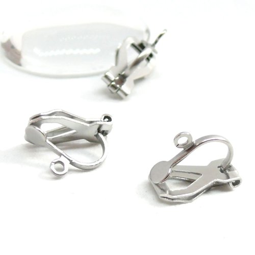 H11f18807p pax 10 boucles d'oreille clips avec anneau d' attache, acier inoxydable 304 finition argenté