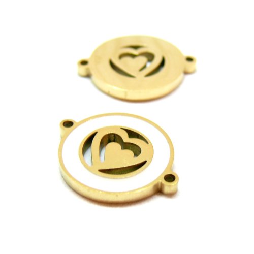 H11s080004g pax 1 connecteur coeur 14.5mm, acier inoxydable 304 finition doré