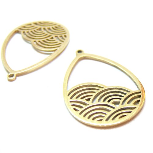 Ps11869314 pax 1 pendentif goutte avec vague zen 21mm, acier inoxydable 304 finition doré