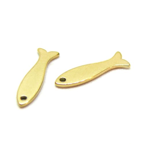 H11n098127lg pax 2 pendentifs poisson 15mm, acier inoxydable 304 doré à l'or fin 18k