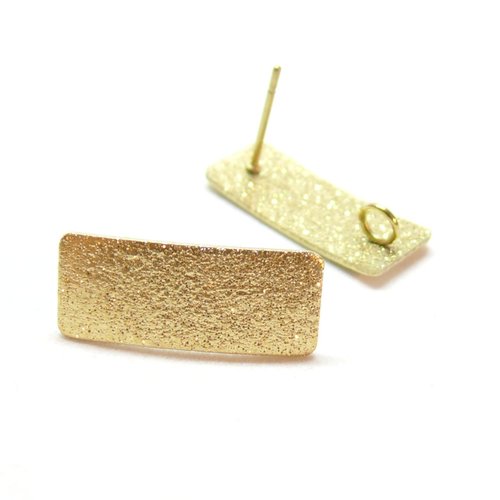 H11b03407g pax 2 boucles d'oreilles, puce rectangle stardust 20mm acier inoxydable 304 finition doré, placage ionique
