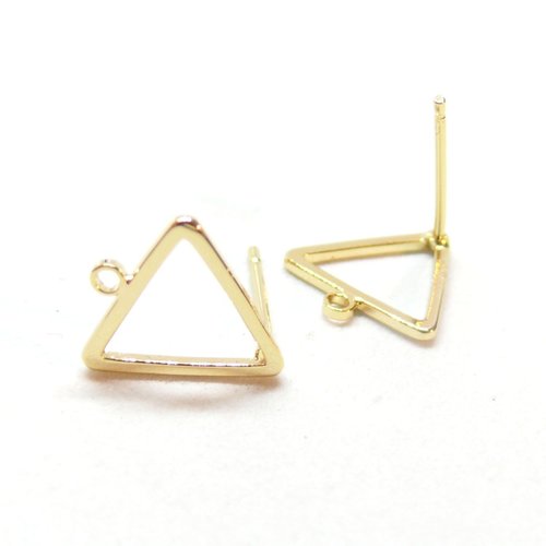 H11f72829g pax 2 boucles d'oreilles puce, triangle 12mm avec anneau d'accroche, laiton doré à l'or fin 18k
