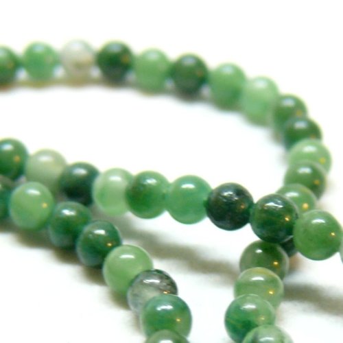 H11a130 lot 1/2 fil d'environ 80 perles jade africaine 2mm coloris m06