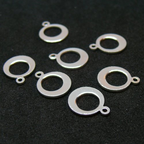 Hz00715s pax 10 pendentifs cercle, laiton plaqué argent 925