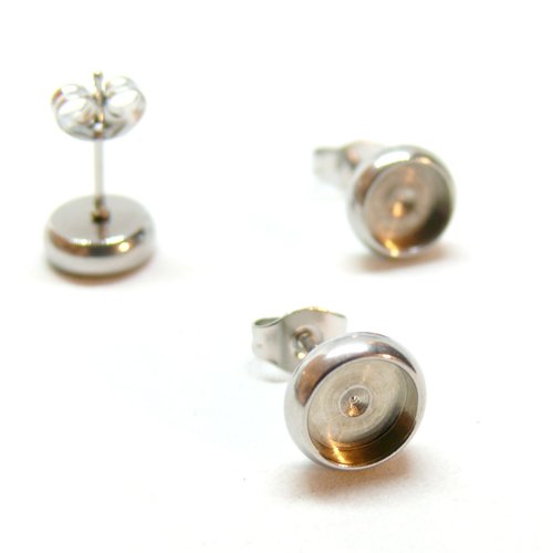 H11k20205bp pax 6 boucles d'oreilles, puce qualité extra 6mm avec embouts, acier inoxydable 304 finition argenté