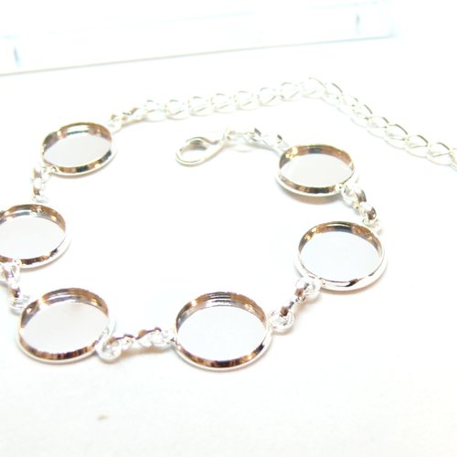 H11q00805 pax 1 support de bracelet avec 6 connecteurs de 12mm, laiton finition argent vif