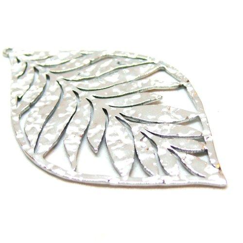 H11d19410s pax 1 pendentif, feuille martelée 50mm, acier inoxydable 304, finition argenté