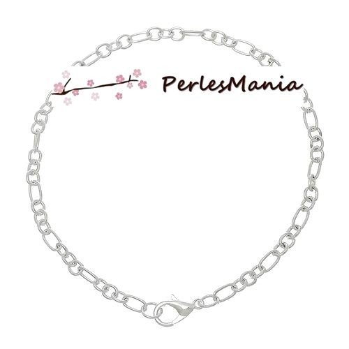 S1160451 pax 4 bracelets 20cm chaine metal couleur argent vif