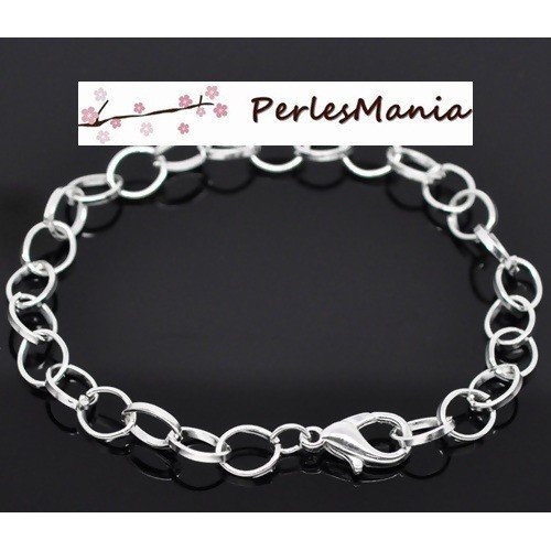 S1114184 pax 4 bracelets 20cm chaine metal couleur argent vif