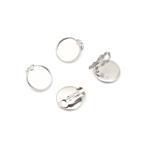 Ps110256577 pax 4 supports de boucles d'oreille clips 14 mm, acier inoxydable 304 finition argenté