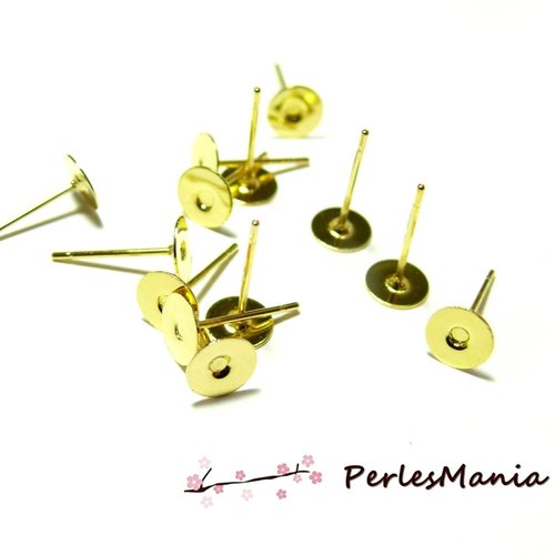 H11h436244 pax 20 boucles d'oreille, puce plateau lisse rond 4mm, acier inoxydable 304 finition doré 24k