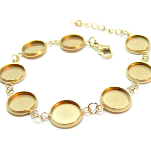 H11q00804 pax 1 support de bracelet avec 6 connecteurs de 12mm, laiton finition doré