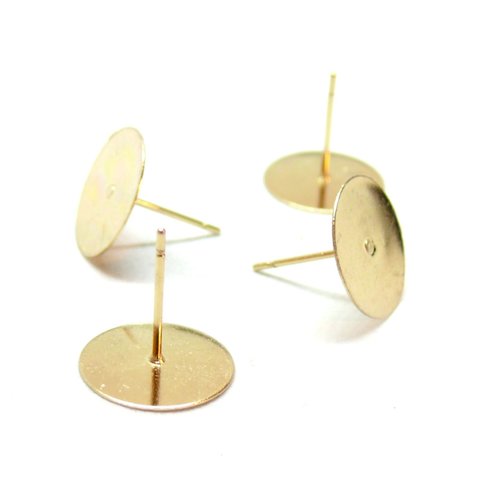 H11h4362410 pax 20 boucles d'oreille, puce plateau lisse rond 10mm, acier inoxydable 304 finition doré 24k