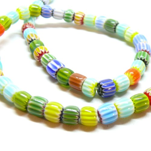 Ps110939823 pax 10 perles rondelles verre 7 par 6mm, verre millefiori fait main