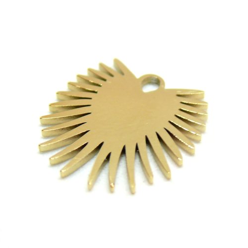 H11g34706g pax 1 pendentif, eventail 15mm, acier inoxydable 304, finition doré à l'or fin 18k, placage ionique