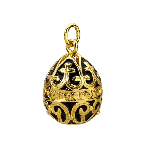Ps11947721 pax 1 pendentif oeuf résine emaillé, laiton finition doré à l'or fin 18k