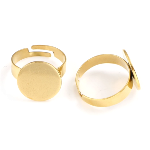 H11f14921gd pax 2 supports de bague plateau lisse 12 mm, acier inoxydable 304, finition doré à l'or fin 18k
