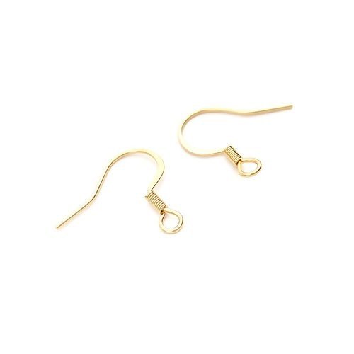 H11h43605 pax 10 boucles d'oreille crochets 18 mm, acier inoxydable 304, finition doré à l'or fin 18k