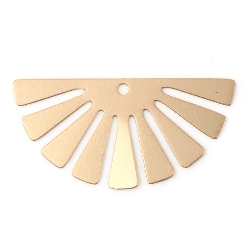 Ps11738710 pax 6 estampes, pendentifs, demi cercle style, eventail 35 mm, métal coloris doré