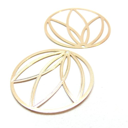 Ps11923643 pax 4 estampes, pendentifs cercle art déco 42mm, métal finition doré