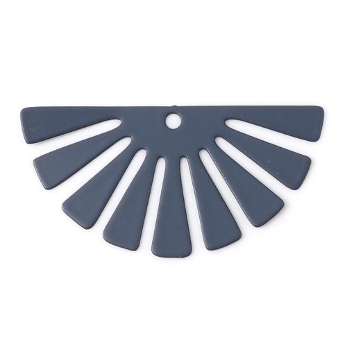 Ps11738713 pax 6 estampes, pendentifs, demi cercle style, eventail 35 mm, métal coloris gris