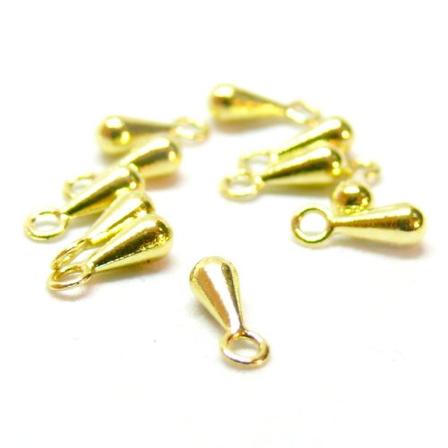 Ps1105663 pax 50 pendentifs, breloques mini goutte 7 par 3mm, pour extension de chaine, métal finition doré