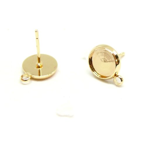 H11h46708g pax 4 supports boucles d' oreille, puce avec attache pour cabochon 6mm, acier inoxydable finition doré, placage ionique