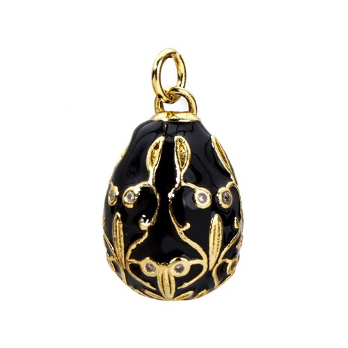 Ps11947714 pax 1 pendentif oeuf résine emaillé, laiton finition doré à l'or fin 18k