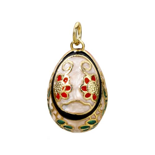 Ps11947710 pax 1 pendentif oeuf résine emaillé, laiton finition doré à l'or fin 18k