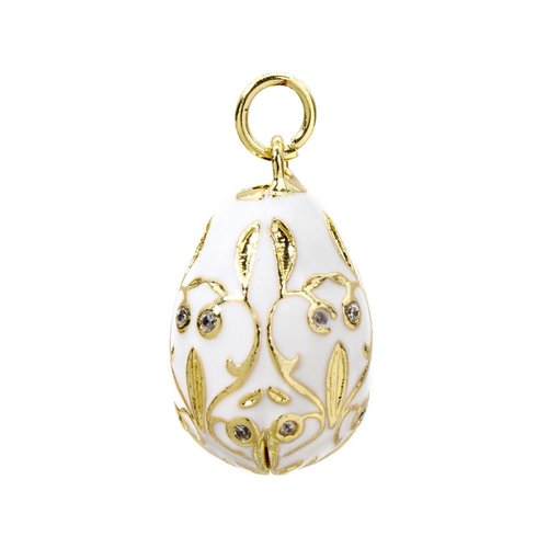 Ps11947717 pax 1 pendentif oeuf résine emaillé, laiton finition doré à l'or fin 18k