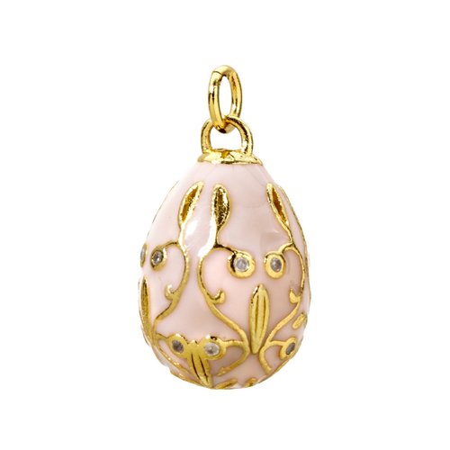 Ps11947716 pax 1 pendentif oeuf résine emaillé, laiton finition doré à l'or fin 18k