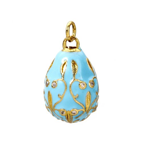 Ps11947715 pax 1 pendentif oeuf résine emaillé, laiton finition doré à l'or fin 18k