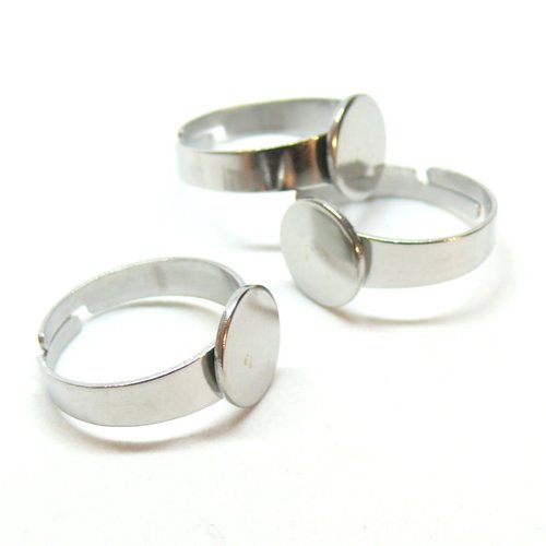 H11e48219p pax 2 supports de bague plateau lisse 14.5mm, acier inoxydable 304 finition argenté