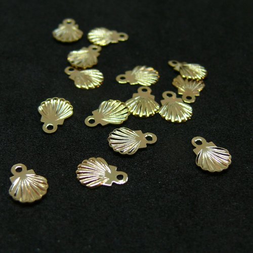 H11g17635g pax 20 pendentifs coquille saint jacques 7.5mm, acier inoxydable 304, finition doré à l'or fin 24k