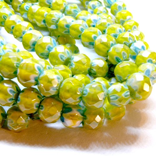 H11r14302c pax 10 perles rondelles verre 10 par 8mm, verre millefiori fait main
