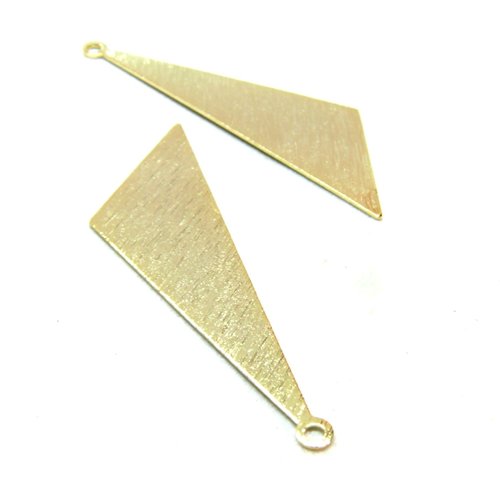 H11y00318g pax 2 pendentifs forme géométrique, triangle texturé 40mm, laiton finition doré à l'or fin 24k