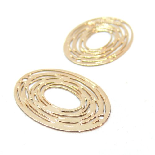 H11t00127k pax 4 estampes, pendentif filigrane ovale 23 par 17mm, métal finition dore